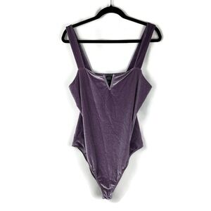 WILD FABLE Women's Y2K Purple Velour V-notch Tank Bodysuit Plus Size XXL Party